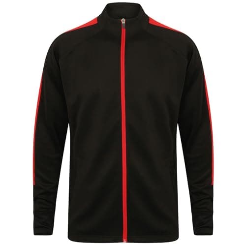 Image of Finden & Hales Mens Contrast Panel Knitted Tracksuit Top (XS) (Black/Red)