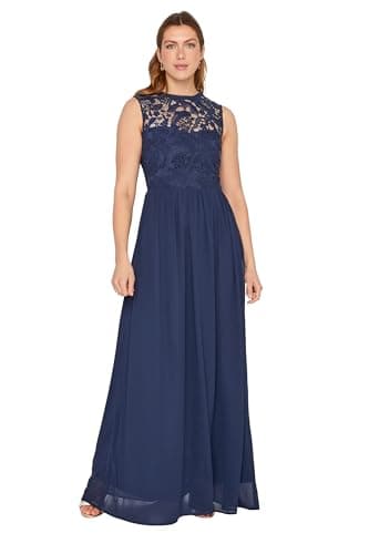 Image of Long Tall Sally - LTS Tall Navy Lace Chiffon Maxi Dress - Women's