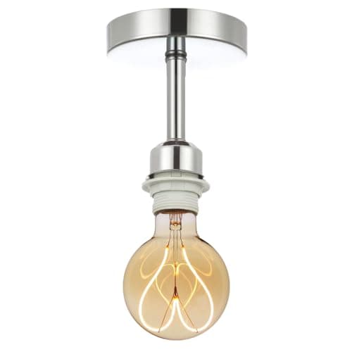 Image of Gokoly Polished Silver Ceiling Light Fitting, Chrome Plated Ceiling Pendant Light Fitting for Industrial Style Light Bulbs Suitable for Lamp Shades with E27 Lamp Holder