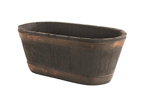 Image of Planter Oakwood Barrel Trough Oak Effect 60.5 x 34 x 25 cm Pack of 3