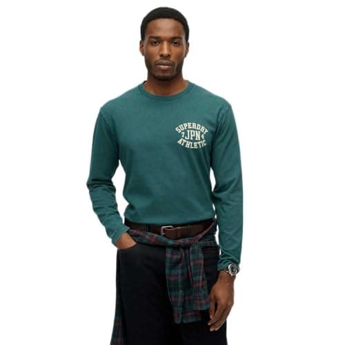 Image of Superdry, Tops Athletic ESS LS tee, M6010888A, Dark Pine Green, XXL, Men