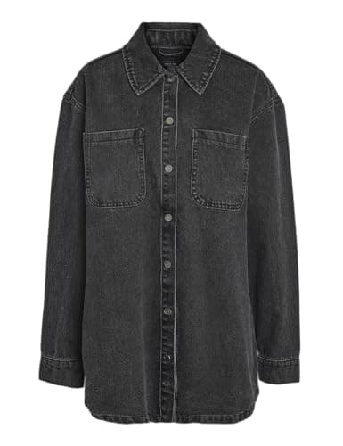 Image of Noisy may Women's Nmalva L/S DNM Shacket Az387Bl FWD Noos, Black Denim, S, Black Denim, S
