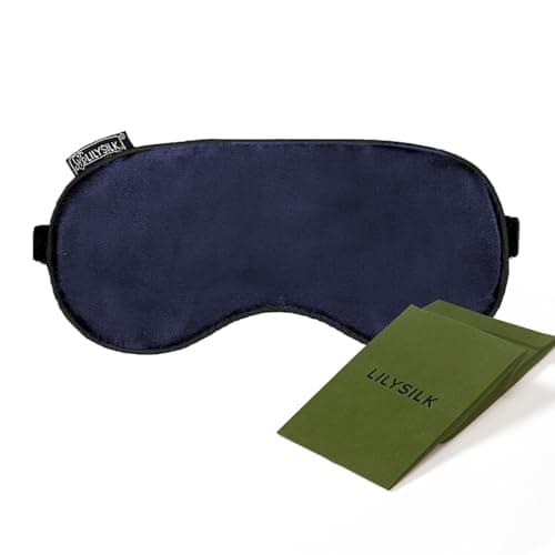 Image of LILYSILK 100% Pure Silk Sleep Mask Blindfold Natural Silk Filled Eyecover Soft Skin-Friendly Sleeping Eye Mask with Adjustable Strap for Women and Men Navy Blue