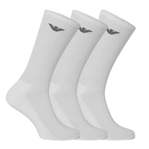 Image of Emporio Armani Underwear Men's 3-Pack Medium Socks Sporty Terrycloth, White, TU, One Size
