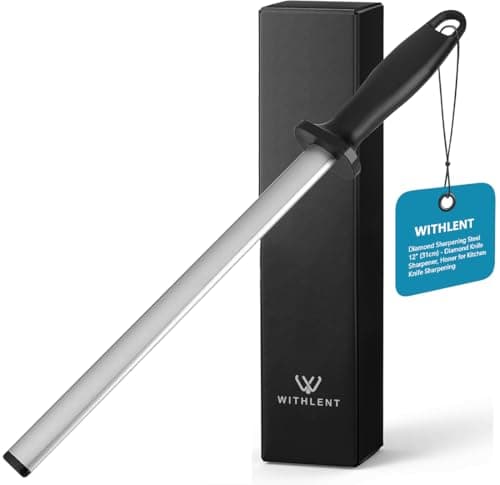 Image of Diamond Sharpening Steel - 12 inch Knife Sharpener for Master Chef, Ideal for Kitchen Knife, Cooking Knife, Butchers and Japanese Knife, Home Gourmet Blade Sharpening Stick
