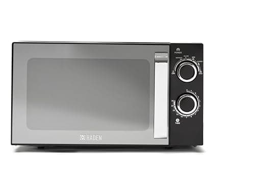 Image of Haden 800W Black Microwave 207777, 20 Litre Capacity, Mirror Door, Manual Controls, 6 Power Levels