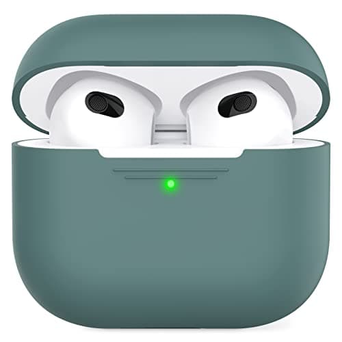 Image of AhaStyle Airpods 3 Case Cover, Soft Silicone Protective Case Compatible with AirPods 3rd Full Body Shockproof Covers for Apple AirPods 3rd Generation 2021 (Pine Green)
