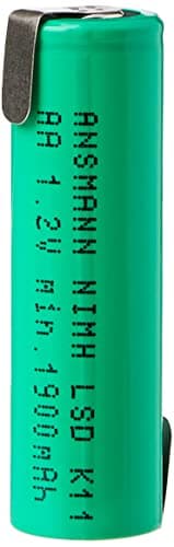 Image of Ansmann AA Flat Top Battery with Solder Tail [Pack of 1] 1900 mAh 1.2V NiMH Rechargeable Battery with Z-Tags - NOT SUITABLE FOR VAPES