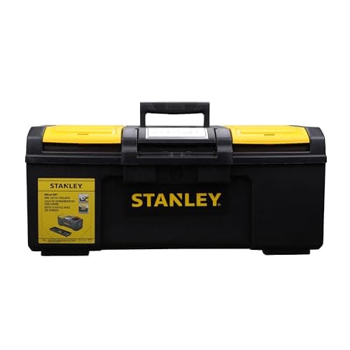 Image of STANLEY Deep Toolbox Storage with 1 Touch Latch, 2 Lid Organisers for Small Parts, 24 Inch, 1-79-218