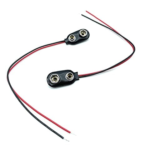 Image of 9V Battery Connectors - Pack Of 2 Replacement 9V / PP3 Battery Clips (Slim Flexible PVC Housing)