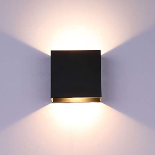 Image of Glighone Black Wall Lights 3000K Modern LED Wall Light, Dimmable Wall Lamps for Living Room, 10W Indoor Up Down Wall Sconce Metal Wall Lighting for Bedroom Hallway (Bulb Included)
