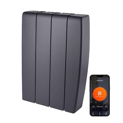 Image of TCP Smart Ceramic Panel Radiator 700W (Black) – WiFi Electric Heater with App Control, Slimline Wall-Mounted Design, Energy Efficient Heating with Ceramic Core