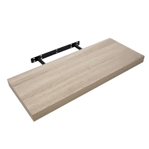 Image of Anika Floating Shelf/Includes Fixtures / 3.8cm Thick Hollowboard and PVC Wood Effect Finish/Bedroom/Kitchen/Living Room/Office (Limed Oak, 60cm)