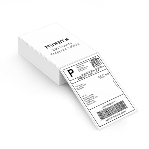 Image of MUNBYN 102 x 152 mm Thermal Direct Labels, 220 Sheets/Stack, DHL Labels Folded Shipping Label Paper for Thermal Printers, Permanent Adhesive for Shipping Packages 4 x 6 Inches