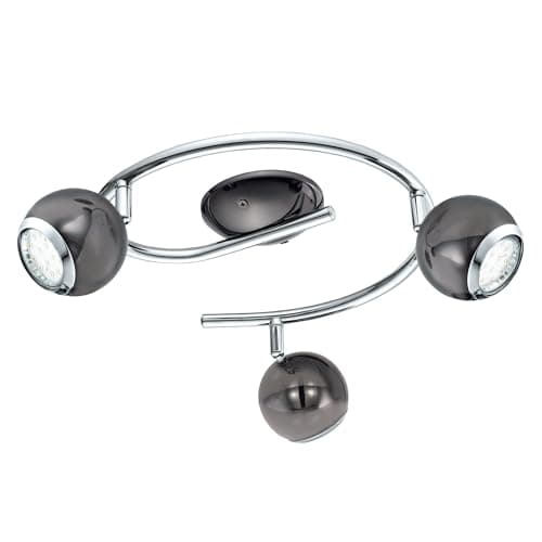 Image of Eglo LED Ceiling Light Bimeda, 3-Light Ceiling Fixture, Metal Spotlight in Nickel-Nero and Chrome, Living Room Lamp, Spots with GU10 Bulbs, Warm White