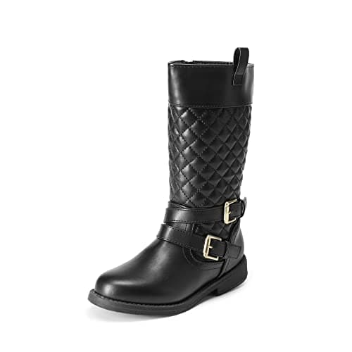 Image of DREAM PAIRS Unisex-Child Girls Black Buckle Knee High Riding Boots Children's Autumn and Winter Boots,Size 4 Big Kid,Black,LUCKID-01