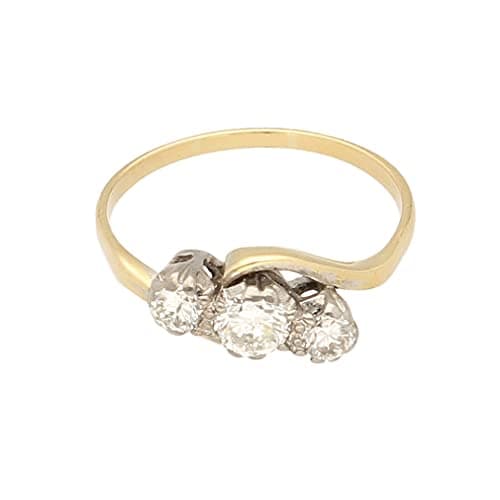 Image of Women's 18Carat Yellow Gold 0.50ct Diamond Three-Stone Ring (Size O) 12x4mm | Luxury Ladies Ring