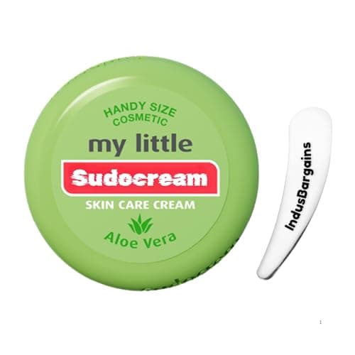 Image of Sudocream My Little Aloe Vera Skin Care Cream 22g with Cosmetic Spatula Handy Travel-Size Moisturizing Cream for Dry Skin Soothing and Nourishing Daily Skincare Set