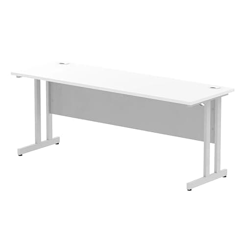 Image of Mr Office Impulse Slimline Desk, Silver Cantilever Leg - 600mm deep, White, 1800