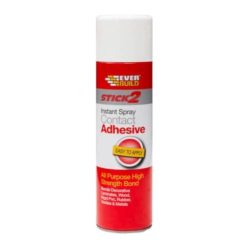 Image of Everbuild Stick 2 All Purpose High Bond Strength Contact Spray Adhesive – Premium Grade – Internal and External Use – 500 ml