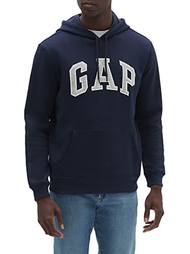 Image of GAP Men's Logo Fleece Hoodie Hooded Sweatshirt, Tapestry Navy, XXL