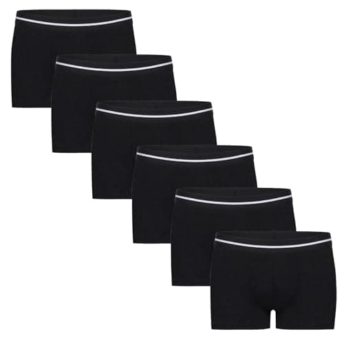 Image of Bonjour® Boys Boxer Shorts (6 Pack) Cotton Designer Stripe Trunk Boxer Shorts Underwear (5 yrs - 13 yrs) Black
