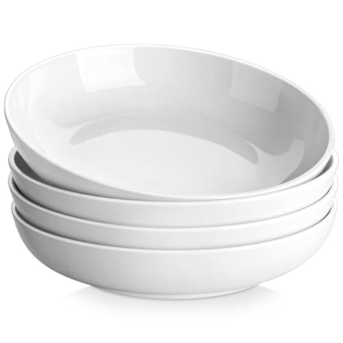 Image of MALACASA 10 Inch Large Pasta Bowls Set of 4, 1680 ML Salad Bowls, Ceramic Bowl Sets, Wide and Shallow Bowls Set, Microwave and Dishwasher Safe, Series Regular