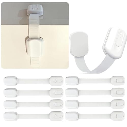 Image of Cheeky Monkey® (8 Pack) with Adhesive Premium Child Locks for Cupboards, Child Proof Drawer Locks, Cabinet Locks Baby Proofing with No Drilling, Cupboard Locks for Children