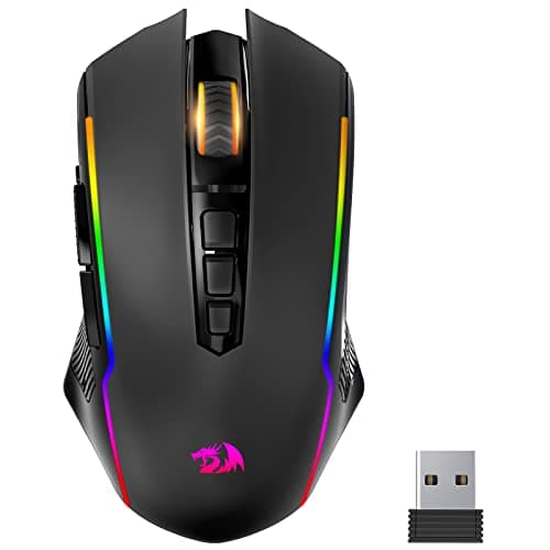 Image of Redragon Gaming Mouse, Wireless Gaming Mouse with 9 Programmable Buttons, RGB Backlit, Rechargeable Wireless Mouse UP to 8000 DPI, Macro Edit, 70Hrs for Laptop, PC, Mac Gamer, Black M910-KS