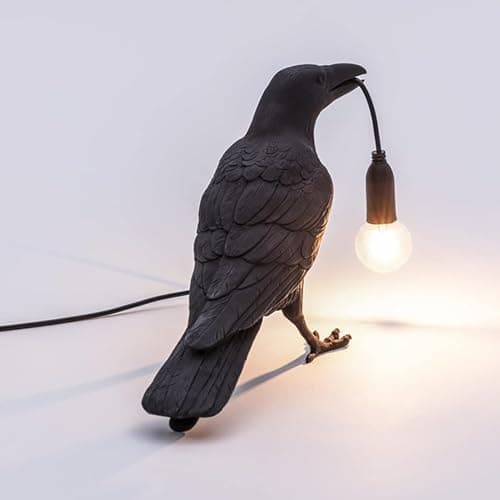 Image of Crow Desk Lamp,Decorative Raven Bird Table Lamp, Black Resin Design Table Light with LED Bulb,Table Lamps Bedside Decor for Living Room