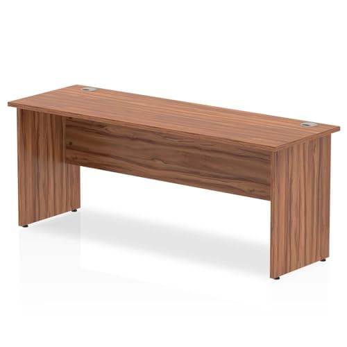 Image of Mr Office Impulse Slimline Panel End Straight Desk - 600mm deep, Walnut, 1800