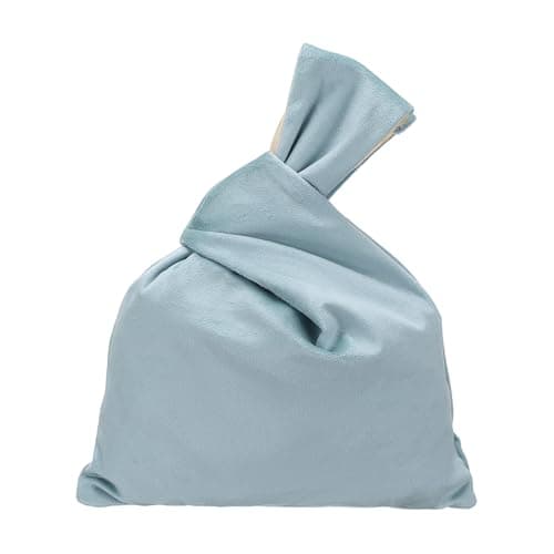 Image of sourcing map Velvet Wrist Knot Tote Bag, Women's Wristlet Knot Pouch Clutch Wristlet Sleeve Handbag Small Wrist Knotted Evening Purse Bag, Blue