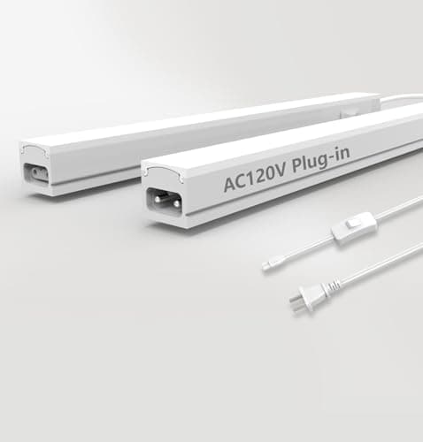 Image of Leetdud Under Cabinet Lighting Plug in, 12 Inch 2 Pcs, Linkable AC120V 3CCT 3000K/4000K/5000K Ultra Slim, LED Under Cabinet Lights for Counter Light, Kitchen, Shelf, Sink, Workshop, Desk，White