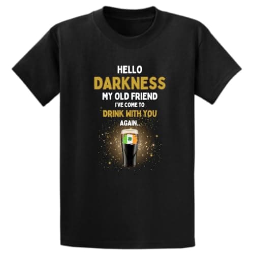 Image of Second Ave Men's Adult's Unisex Funny Hello Darkness Beer Irish Celebration Black T-Shirt T Shirt