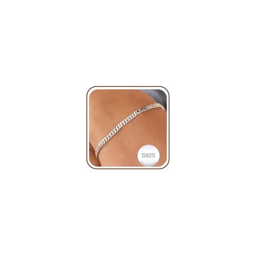 Image of DORANA 925 Silver Chain Bracelet for Women Cuban Bracelet Fade-Proof Ladies Silver Bracelets Dainty Cuban Chain Bracelets Gift for Her