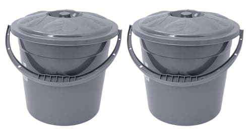 Image of Best House | Plastic Bucket with Lid Handle | Small | 5 Litres | GREY | 2 Pcs | Household Bucket | Storage Buckets Bin Container, Multipurpose Use for Home, Garden and Workshops (Pack of 2)