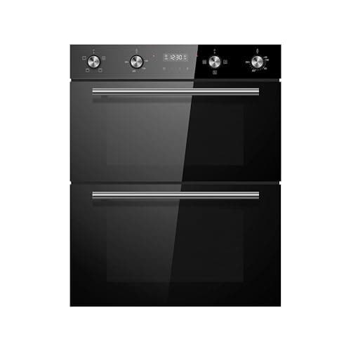 Image of Cookology CDO720BK Built-in Electric Double Fan Oven in Black - Combined 85 Litre Capacity - Integrated Cooker - 6 Cooking Functions - Easy Programmable Timer - Dial Controls & Digital Clock