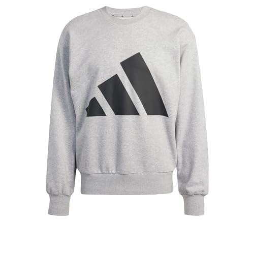 Image of adidas Men's ESSENTIALS BIG LOGO FRENCH TERRY SWEATSHIRT, Medium Grey Heather/Black, M