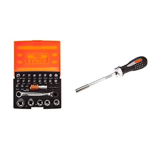 Image of Bahco 2058/S26 Ratchet Socket Bit Set, 26 Pieces & BH808050 bit Ratchet Screwdriver, 255mm Length