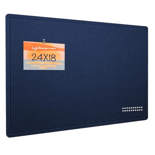 Image of Bulletin Board, 60 x 45 cm Decorative Felt Pin Board, Vision Board Cork Board Alternative for Wall, Foldable Photo Board with 20 Pushpins - Dark Blue