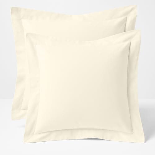 Image of Comfort Beddings Premium Quality Pillowcases 100% Cotton Blend Square Pillow Cases Pack Of 2 - Ivory (Continental/Square Size 60 x 60 CM)