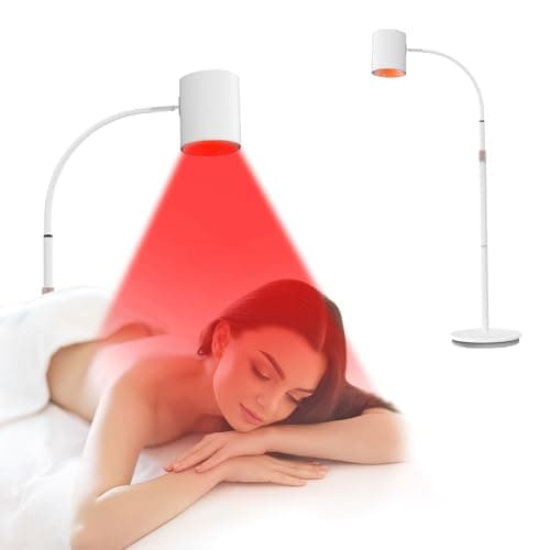 Image of Relhafethy Red Light Lamp Floor Stand, Infrared Lamp with 660nm 850nm 940nm Light, 5 Brightness Levels, 10/20/30 Min Timer, Adjustable LED Light Lamp for Home, Office, Gym