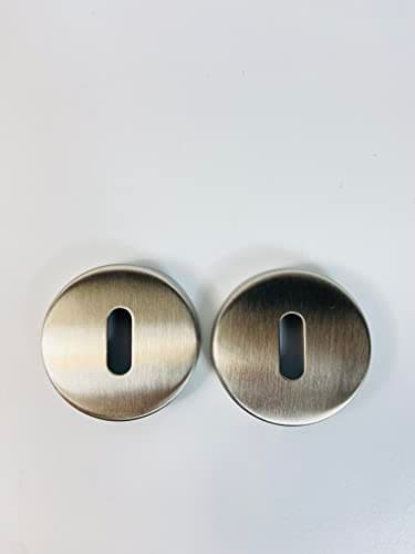 Image of Euro Escutcheon Keyhole Cover Pair with Screws in Satin Stainless Steel Finish Dimensions 52X52X8mm