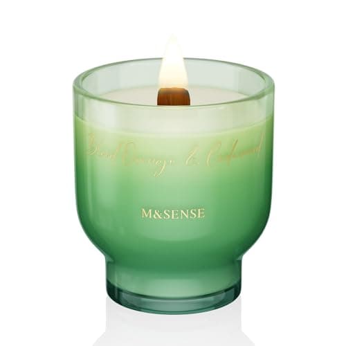 Image of M&SENSE Scented Candle with Crackling Wick, Blood Orange Cedarwood 270g, 60 Hours Long Burning Time, Perfect Christmas Gifts for Women