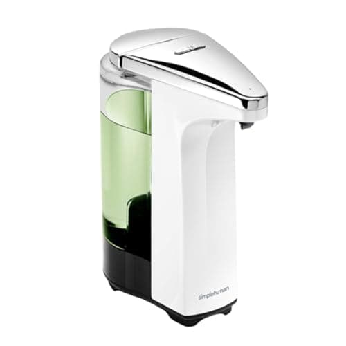 Image of simplehuman ST1018 237ml Automatic Hand Motion Liquid Soap Dispenser, Volume Control, White Plastic