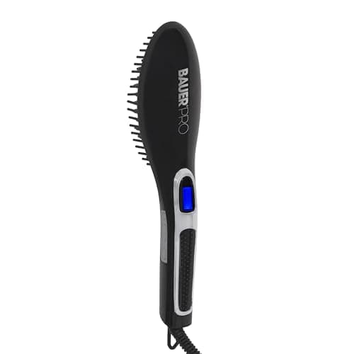 Image of Bauer Professional Hair Straightening Brush - Rapid Heat Technology, Heats up to 230°C - Salon Style Straightening, Digital Display - Auto Shut-Off