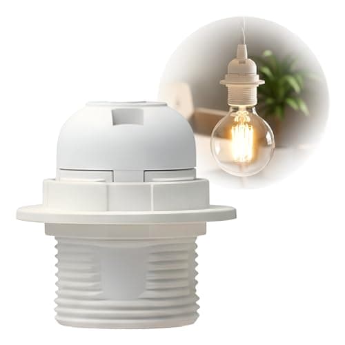 Image of LEDSone Vintage White Edison Lamp Holder - E27 Screw Lampholder Fitting for DIY Pendant Ceiling Table Light
