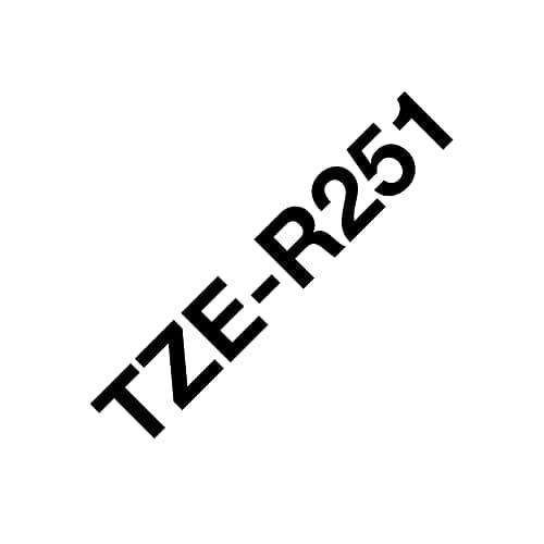 Image of Brother TZe-R251 Labelling Tape Cassette, Black on White, 24mm (W) x 4M (L), Ribbon Tape, Brother Genuine Supplies