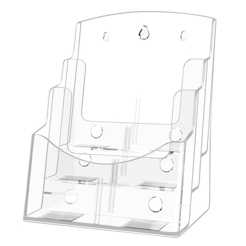 Image of Viymgit Leaflet Holder A4, 3 Tier Clear Plastic Flyer Holder Display Stand, Wall Mount/Countertop Literature Organizer for Documents, Pamphlets, and Booklets