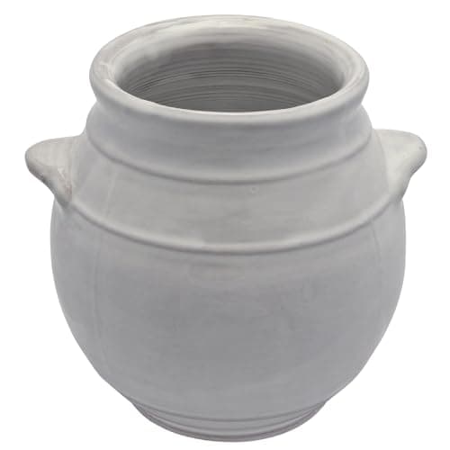 Image of Cleminson Hand-Dipped Ceramic Utensil Jar | Artisan Kitchen Utensil Holder | Made in Spain | Stylish Cutlery Pot Organiser | Rustic Farmhouse Crock for Spoons, Spatulas, Whisks (White Dipped)